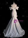 White Mermaid Satin Wedding Dress With Bow