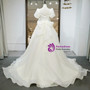 White Square Neck Puff Sleeve Wedding Dress