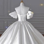 White Satin Off the Shoulder Pleats Beading Wedding Dress