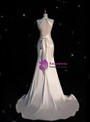White Halter Mermaid Satin Backless Wedding Dress