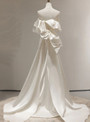 Romantic White Satin Strapless Wedding Dress