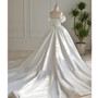 White Satin Beading Pleats Wedding Dress