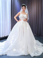 White Tulle Sequins Straps 3D Flower Wedding Dress