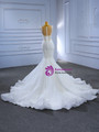 White Mermaid Straps Tulle Sequins Beading Wedding Dress