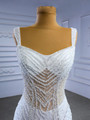 White Mermaid Straps Tulle Sequins Beading Wedding Dress