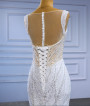 White Mermaid Straps Tulle Sequins Beading Wedding Dress
