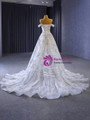 White Tulle Beading Sequins Off the Shoulder Wedding Dress