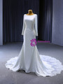 White Mermaid Long Sleeve Backless Lace Wedding Dress