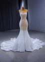 See Through Tulle Sequins Mermaid Wedding Dress With Train