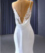 White Mermaid Backless Lace Spaghetti Straps Wedding Dress
