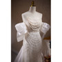 White Mermaid Strapless Sequins Pearls Wedding Dress