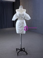White Satin Sweetheart Wedding Dress Detachable Train