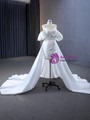 White Satin Sweetheart Wedding Dress Detachable Train