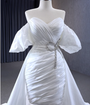 White Satin Sweetheart Wedding Dress Detachable Train