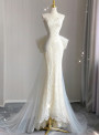 Ivory Mermaid Strapless Lace Tulle Wedding Dress