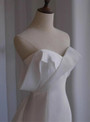 White Mermaid Bow Satin Strapless Wedding Dress