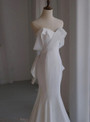 White Mermaid Bow Satin Strapless Wedding Dress