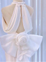 White Mermaid Satin Halter Bow Wedding Dress