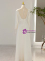 A-Line White Satin V-neck Backless Wedding Dress