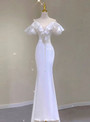 White Mermaid Satin Beading Wedding Dress