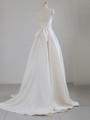 Ivory Satin V-neck Backless Wedding Dress