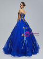 Royal Blue Tulle Sequins Appliques Off the Shoulder Prom Dress