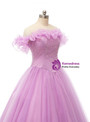 Lavender Ball Gown Off the Shoulder Tulle Sequins Prom Dress
