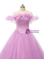 Lavender Ball Gown Off the Shoulder Tulle Sequins Prom Dress