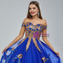 Royal Blue Tulle Sequins Appliques Prom Dress