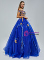 Royal Blue Tulle Sequins Appliques Prom Dress