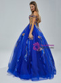 Royal Blue Tulle Sequins Appliques Prom Dress