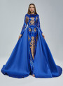 Royal Blue Mermaid Satin Sequins Prom Dress Detachable Train