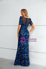 Royal Blue Mermaid Sequins Short Sleeve Prom Dress
