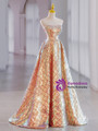 Gold Sequins Off the Shoulder Prom Dress