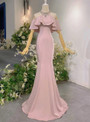 Sexy Pink Mermaid Halter Crystal Prom Dress