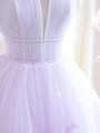 Light Purple Tulle Pleats Beading Prom Dress