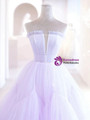 Light Purple Tulle Pleats Beading Prom Dress