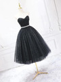 Simple Black Tulle Sequins Sweetheart Homecoming Dress