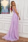 Purple Tulle Spaghetti Straps Appliques Prom Dress