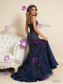 Navy Blue Mermaid Beading Prom Dress