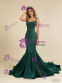 Sexy Green Mermaid Straps Beading Prom Dress
