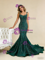 Sexy Green Mermaid Straps Beading Prom Dress