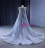 Gray Mermaid V-neck Beading Prom Dress With Detachable Train
