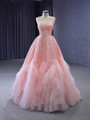 Pink Tulle Sequins Beading Sweetheart Prom Dress