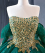 Green Tulle Sequins Appliques Pearls Prom Dress