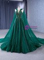 Green Tulle Sequins Beading Sleeveless Prom Dress