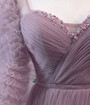 Pink Tulle Pleats Beading Prom Dress