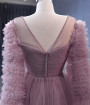 Pink Tulle Pleats Beading Prom Dress