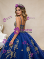 Royal Blue Tulle Spaghetti Straps Appliques Prom Dress