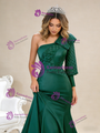 Green Mermaid Satin Long Sleeve Prom Dress